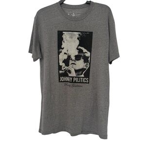 Rowdy Gentleman Gray and Black Men’s Tee with President Kennedy Graphic Size L